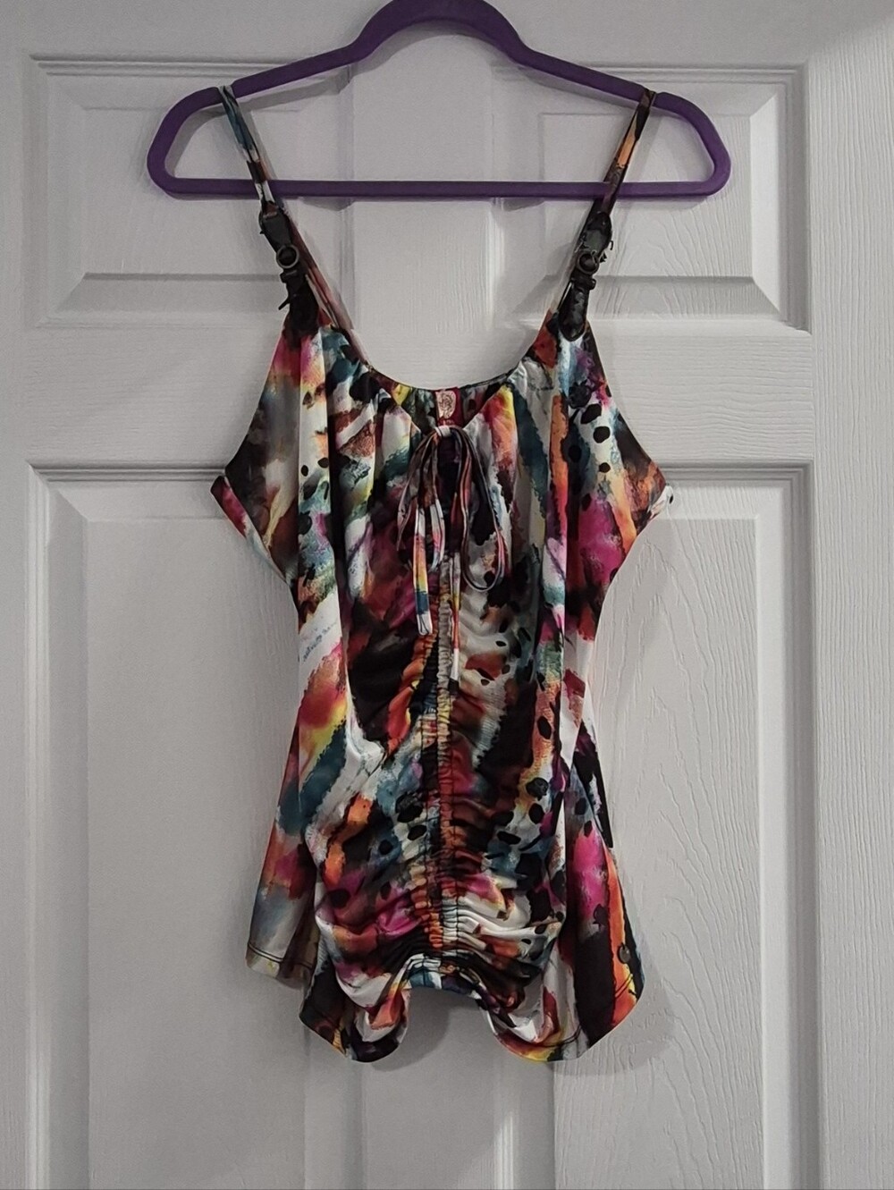 Vintage Y2k Apple Bottom Abstract Multi-Color Ruched Cami Top